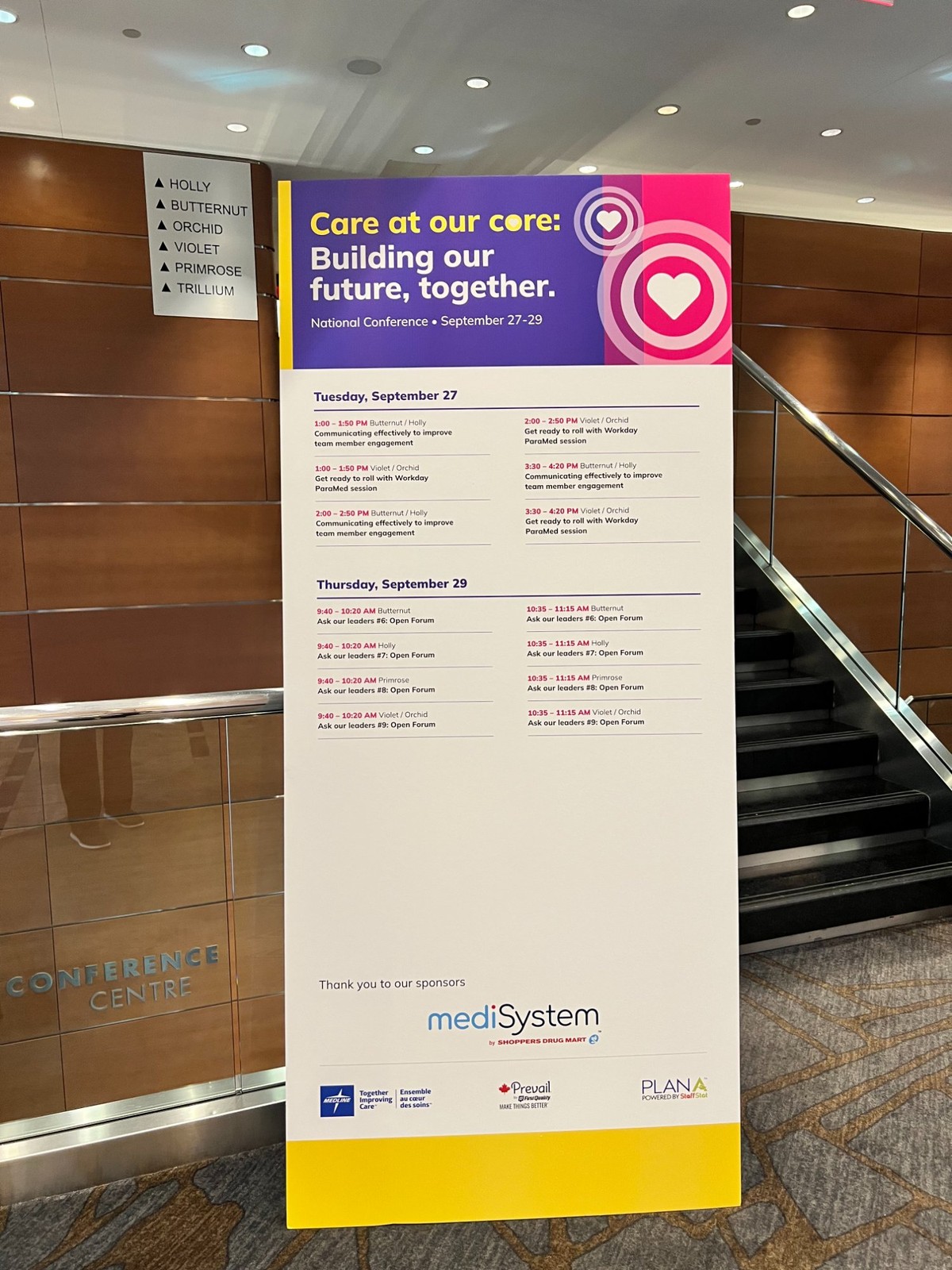 Session schedule signage board